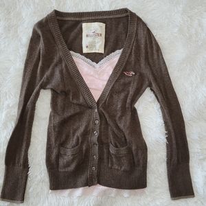 Vintage Y2k brown hollister cardigan sweater size medium